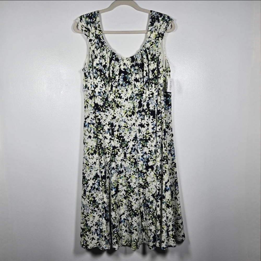 NEW Dress Barn Signature Ella Garden Floral Sleeveless Midi Swing Dress Plus 18W